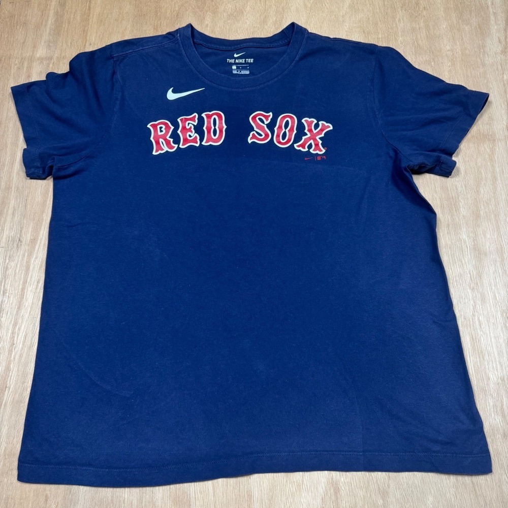 Nike Red Sox Navy Blue Graphic T Shirt Women's The Nike Tee MLB Baseball Size L